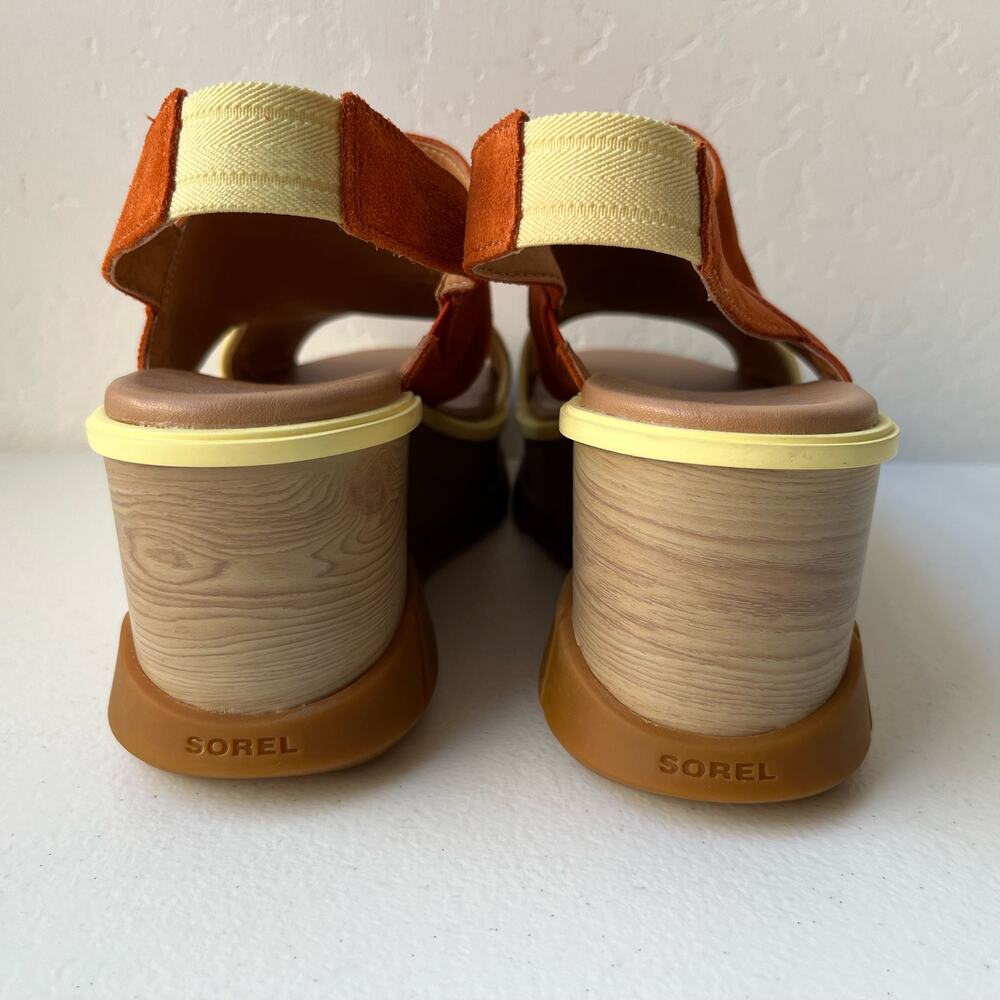 Sorel Joanie lll Sandals Women's 10.5 Orange Suede Slingback Wedge Platform NEW - Picture 12 of 13